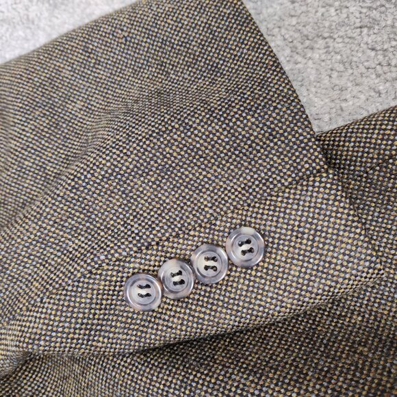 Lanza Collezione Men's Blazer Size 48L Brown Pin Check Plaid Business Casual - Picture 12 of 12